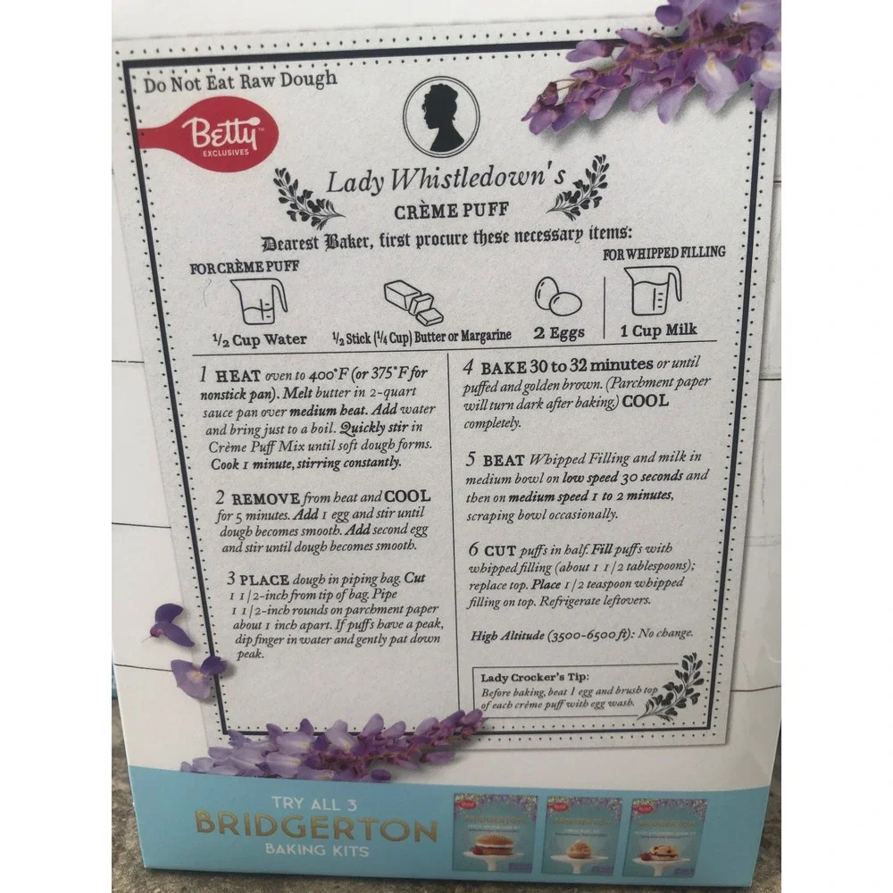 3 Pack Betty Crocker Bridgerton Creme Puff Kit Limited Edition Baking Mix Lot